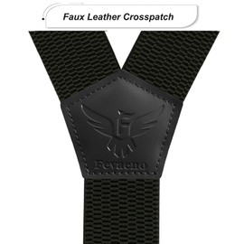 Fevaeno Mens Braces with Triangular Anti-slip Buckle Length Adjustable Elastic Suspenders for Men and Women YBlack