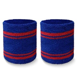 COUVER - Pulsera deportiva de rizo de alta calidad estilo tenis (1 par), 4 pulgadas azul/rojo