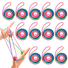 Pack of 12 Finger Games, Rainbow Rope, Flexible Thread Games for Children, Finger Twist, Children's Finger Game, Rainbow Rope, Flexible High-Quality Rainbow Rope Thread Finger Game, Educational Toy