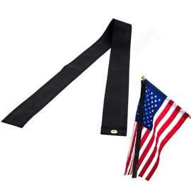 FRF FLAG 5 FT x 2.75 Inch Black Mourning Streamer - Double Stitched Half-Mast Ribbon for Half-Staff Display, 200D Endura-Polyester, Honors the Fallen