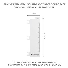 Planner Pad Spiral Bound Page Finder Combo Pack, Executive Size, Clear Vinyl, 2” x 10”