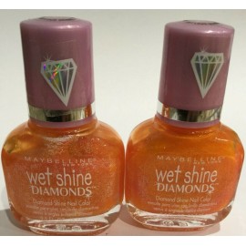 Maybelline LOT OF 2 Maybelline Wet Shine Diamonds Shine Nail Color Polish OUT LOUD ORANGE