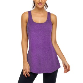 Cestyle Sports Bra Tank Tops for Women, Workout Sleeveless Shirt Loose Fit Athletic Yoga Tanks Lightweight Stretchy Sports Scoop Neck Exercise Running Clothes Purple Medium