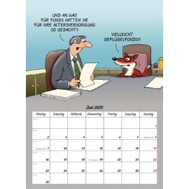 Uli Stein Calendar 2025 - Pensioner Calendar + 5 Postcards - Wall Calendar for 2025 - Annual Calendar 2025 with 12 Motifs & Spiral Bound - Cartoon Calendar