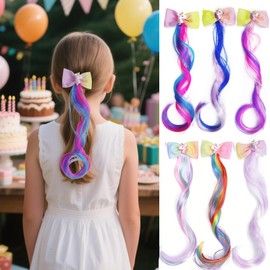 6-Pack 14-Inch Two-Tone Bow Hair Clips for Girls – Colorful Long Ribbon Hair Accessories – Cute Alligator Clip Bows for Kids – Great for Parties, Holidays & Gifts