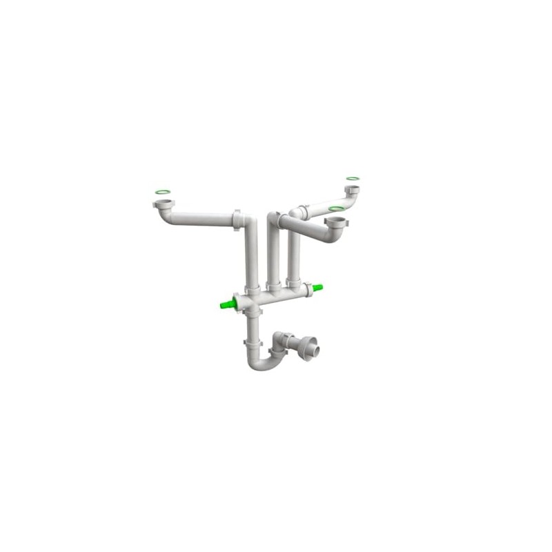 Kiamami Valentina - Space-saving siphon for 3 kitchen basins |