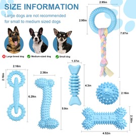 Bininl 6 Pack Dog Chew Toys for Puppy Cute Blue Small Dog Toys Puppy Dog Toys for Teething Soft Durable Interactive Chew Toy for Small Dogs
