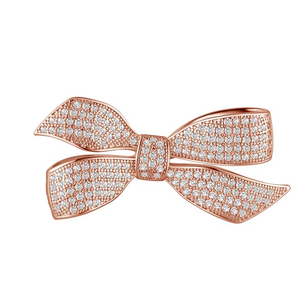 LEGENTLISUR Women's Cute Cubic Zirconia Bow Brooch Gold Bow Elegant