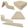 Danfuton Tan Trifold Foam Bed, Shikibuton, Foldable Ottoman Mat Sit