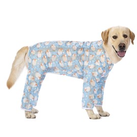 Dog Pajamas for Large Dogs Dog Jumpsuit Prevent Shedding Hair Four-Legged Dog Clothes Surgical Recovery Suit Reduce Anxiety Dog Jammies Pjs Dog Onesie for Medium Large Dogs(DGTX01-Blue Sheep-XXS)