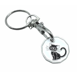 JAM2DAY Trolley Token Keyring - £1 Coin (Black Cat)