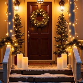 KunSwenn Outdoor Candles with Timer Waterproof, 10” x 4” & 8” x 4” Set of 2 Waterproof Candles with Remote, Large LED Pillar Battery Operated Candle for Outdoor Outside Lartern Porch Patio Decor