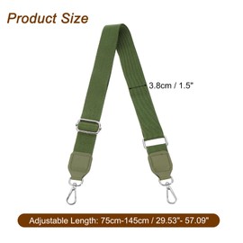 sourcing map Wide Shoulder Strap, 3.8cm Adjustable Purse Strap Replacement Crossbody Strap for Shoulder Bag Handbag, Dark Green, Silver Square Mouth Buckle