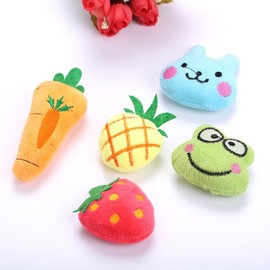 Rapidbok Katzenminze Katzenspielzeug, 5 Stück Spielzeug mit Katzenminze, Niedliches Form Katzenminze Plüsch Spielzeug für Katze Kätzchen Kauen Spielen Erdbeere/Frosch/Kaninchen/Ananas/Karotte