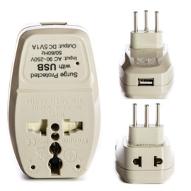 OREI 3 in 1 Switzerland Travel Adapter Plug with USB and Surge Protection - Grounded Type J - Swizterland & More