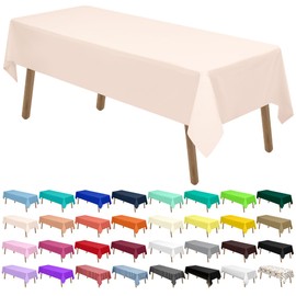 PARTY ULYJA Blush Pink Plastic Tablecloths 2 Pack 54 x 108 Inch Rectangular PEVA Vinyl Table Covers for Picnic Birthday Wedding Parties