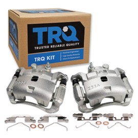 TRQ Front Brake Caliper Set Zinc Coated Brackets Hardware Compatible with 2012-2019 Nissan Versa 2014-2019 Versa Note