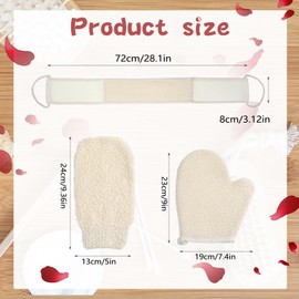 3 Pack Natural Loofah Sponge Exfoliating Body Scrubber Set Long Exfoliating Washcloth Towels Luffa Sponge Pads Mitts Shower Bath Glove for Men and Women Body Back Deep Clean Remove Dead Skin