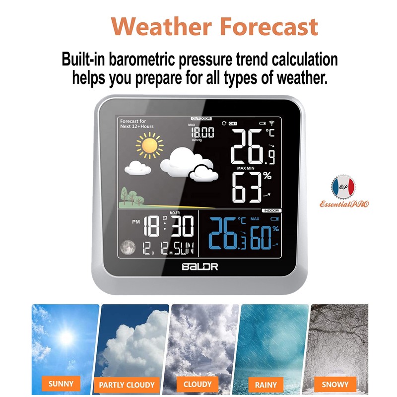 Wireless Digital Colour Weather Station With Moon Phase by EPRO