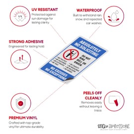 Sticky Expressions | Absolutely No Soliciting Stickers For Front Door – 3 Pcs (One 5.5" x 3.75", & Two x 4" x 2.75") – Strong Adhesive, Durable, Absolutely No Soliciting Sign For House And Businesses