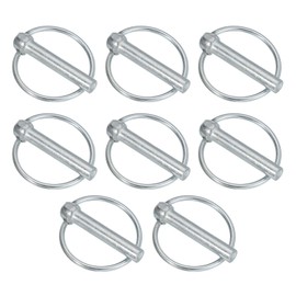 PATIKIL M10x50 mm Tractor Lynch Pin with Ring, 8 Pcs Heavy Duty Assortment Kit Lock Pin Clips for Tractors Trailer Farm Trucks Mowers, Silver Tone