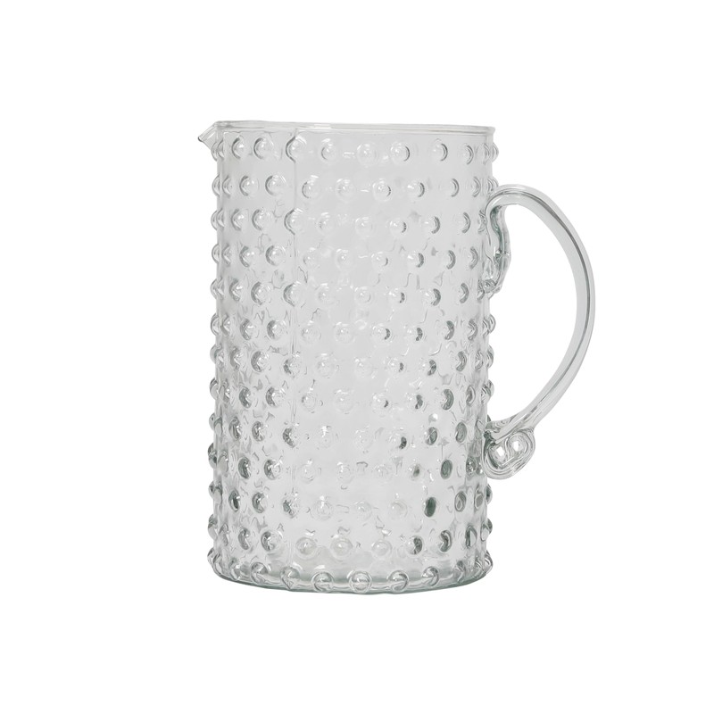 Creative Co-Op Hand Blown Glass Hobnail Pitcher, Clear
