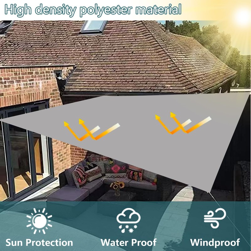 Sun Sail Waterproof, Rectangular 2x4m, Sun Protection Patio, UV Protection,