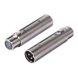 SinLoon XLR Coupler Male to Female XLR 3-Pin Male to XLR 5-Pin Female Cable Adapter Gender Changer Coupler 2 Pieces (5 Female to 3 Males)