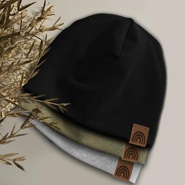 fenchi's AUSTRIA Children's Beanie 6M-3 Years 48-52 cm, Spring Transition Period Slouch Hat in Gift Box, Cotton, Green