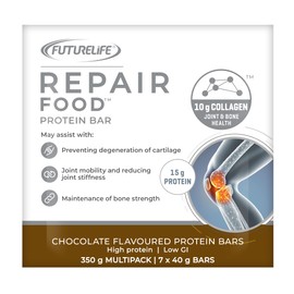 FUTURELIFE Repair Food | Nutritional Bar | Chocolate Flavor | 50g/1.76oz * 7 Bars | 2 Pack | 15.4g Protein | 10g Hydrolyzed Collagen Peptides | Promotes Hair, Nail, Skin & Joint Health |
