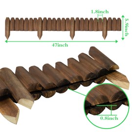 Wood Garden Fence, Wooden Edging Border Decorative Small Picket Panels for Flower Bed Barriers and Landscape Fencing