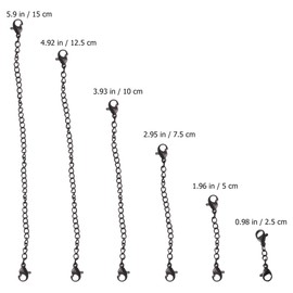 SUPVOX 6pcs Necklace Extender Stainless Steel Bracelet Chain Extender with Lobster Clasps DIY Craft Jewelry Making Findings Supplies Black