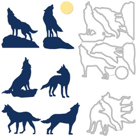 BENECREAT 2pcs Wolf Carbon Steel Cutting Dies Stencils, Animal Moon Metal Stencils Scrapbooking Tools for DIY Scrapbooking Photo Album Decorative Embossing Paper Card