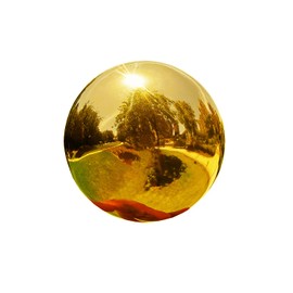 Pangmao Gold Gazing Globe Mirror Ball in Stainless Steel, Shiny Hollow Sphere Sparkling Housewarming Outdoor Ornament (8 Inch) (Gold)…