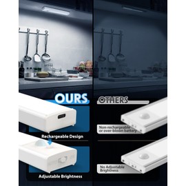 KALAHOL 4 Pack Under Cabinet Kitchen Lights, Motion Sensor Lights Indoor, Type-C, Charging Indicator, for Wardrobe, Under Counter, Cupboard, Stairs, Kitchen (Cold White)