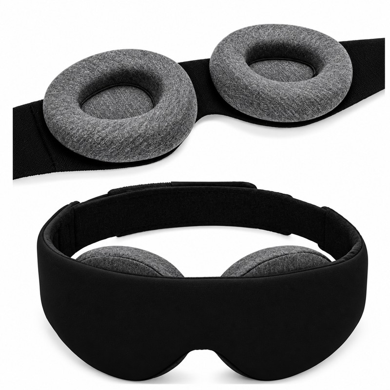 3D Contoured Sleep Mask with Deep Eye Cups, Light-Blocking Memory