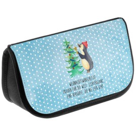 Parent-New Mr. & Mrs. Panda Cosmetic Bag Penguin Christmas Tree, blue, Hand drawn
