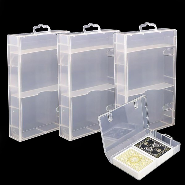 3PCS Playing Card Case 2 Decks Playing Card Holder, Clear