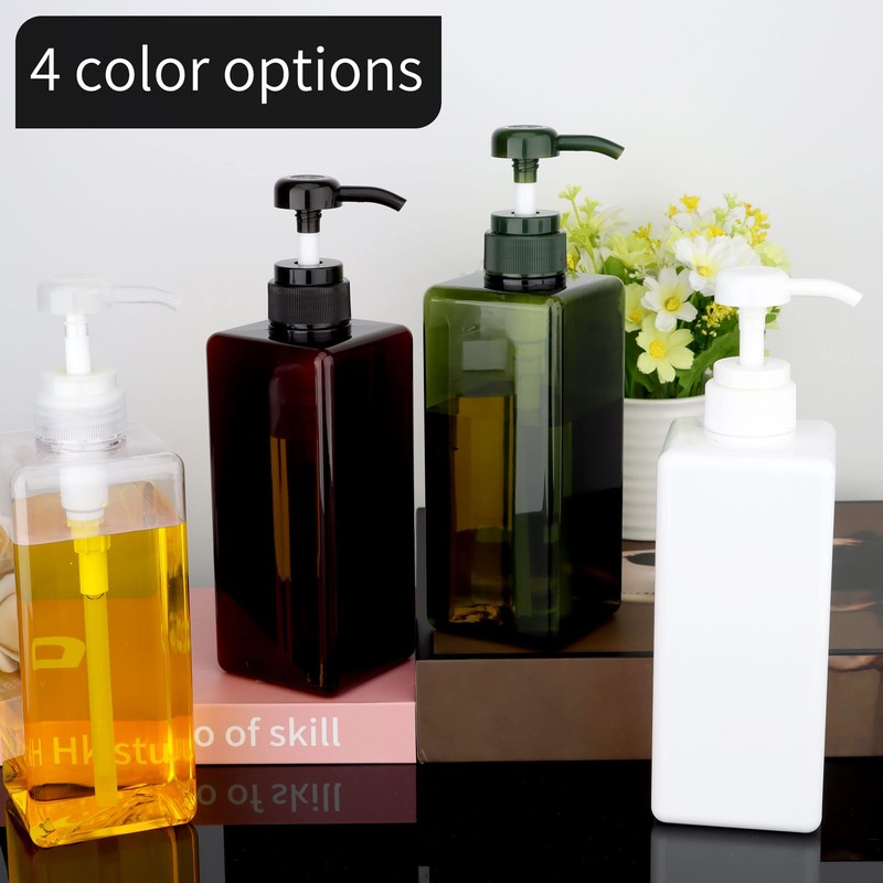 Pump Bottle Dispenser 22oz/650ml Jansburg 2Pack Refillable Square Plastic Lotion