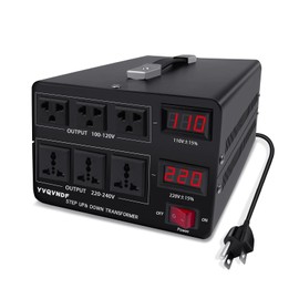 YVQVNDF 4000W Auto Recoginze Voltage Converter Transformer, Step Up/Step Down from 110V-220V / 220V-110V, Power Converters with US Outlets and Universal Outlets, Fully Grounded (Auto Transform 4000W)