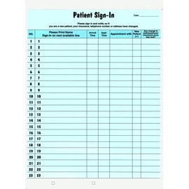 Tabbies Patient Sign-In Label Forms, 8-1/2" x 11" Form, Blue, 23 Labels/Sheet, 125 Sheets/Pack, Confidentially Sign In Your Patients, Also Provides a Daily Patient Log (14531)