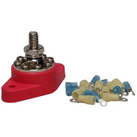 3/8" (Red) Distribution Stud Junction Post -8 Terminal Block- Buss Bar Kit