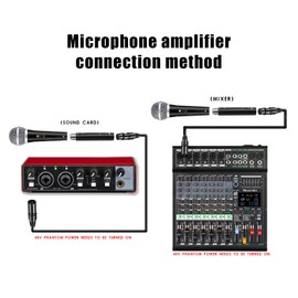 In-Line Microphone Preamp, Dynamic Active Inline Mic Booster Preamplifier, 28dB High Gain Lossless Amplifier for Studio Recording, Broadcasting, Live Streaming (Black)