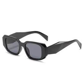 Persepolis Fashion Retro Y2k Rectangle Sunglasses Shades Sun Glasses Vintage Women UV400 (Black-2)