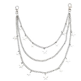 Star Pants Jean Chain Multi-layer Pocket Belt Chains for Women Men Layered Waist Body Chain for Girls Hip Hop Punk Pant Chains for Biker Rock Goth Jean Chains