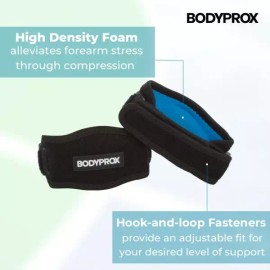 Bodyprox 테니스 및 골퍼의 팔꿈치 를 위한 바디프록스 브레이스 2팩 Bodyprox Brace 2-Pack for Tennis and Golfer's Elbow