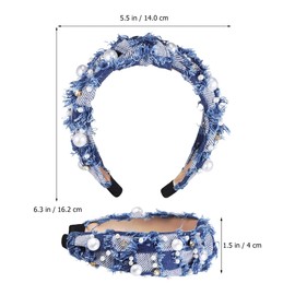 SOIMISS High Headband Jeans Headband Women's Blue Knotted Headband Blue Hair Band Wide Hair Band Rhinestone Headband Cute Headbands for Women Rhinestones