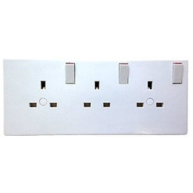 Newlec NL8300/23SCA Double To Triple Socket Converter - 2 To 3 Gang Electric Wall Plate Adaptor