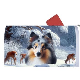 Best of Breed Sheltie Blue Merle Winter Wonderland Dog Breed Mail Box Cover