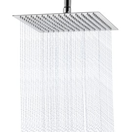 Rain Shower Head - 10 Inch High Pressure Shower Heads 304 Stainless Steel Ultra Thin Square Showerhead Pressure Boosting Design, Ceiling or Wall Mount